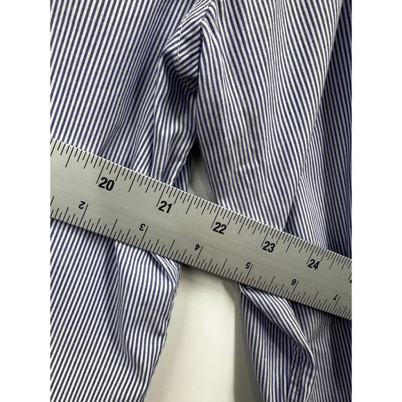 John Varvatos Shirt Slim Fit Stripe Button‎ Front Blue White Size 16 1/2 37 37 - Picture 8 of 10